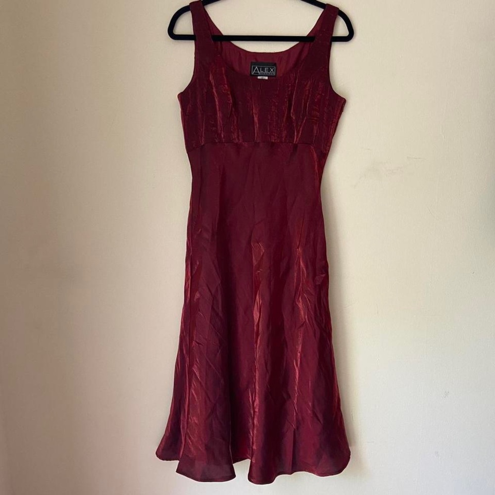 Vintage 90s metallic red midi length dress
